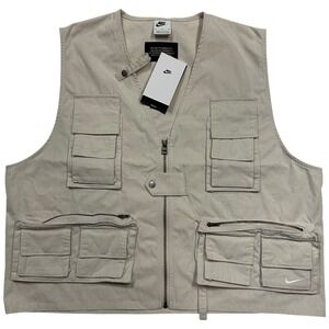 Nike Life Utility Vest Men Size Medium Light Orewood Brown Fishing Cargo NEW
